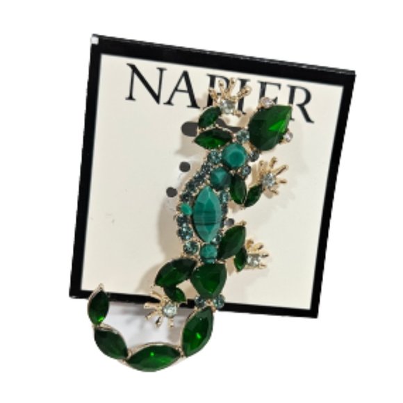 Napier Green Lizard Brooch Pin Costume Jewelry NEW - Picture 1 of 4